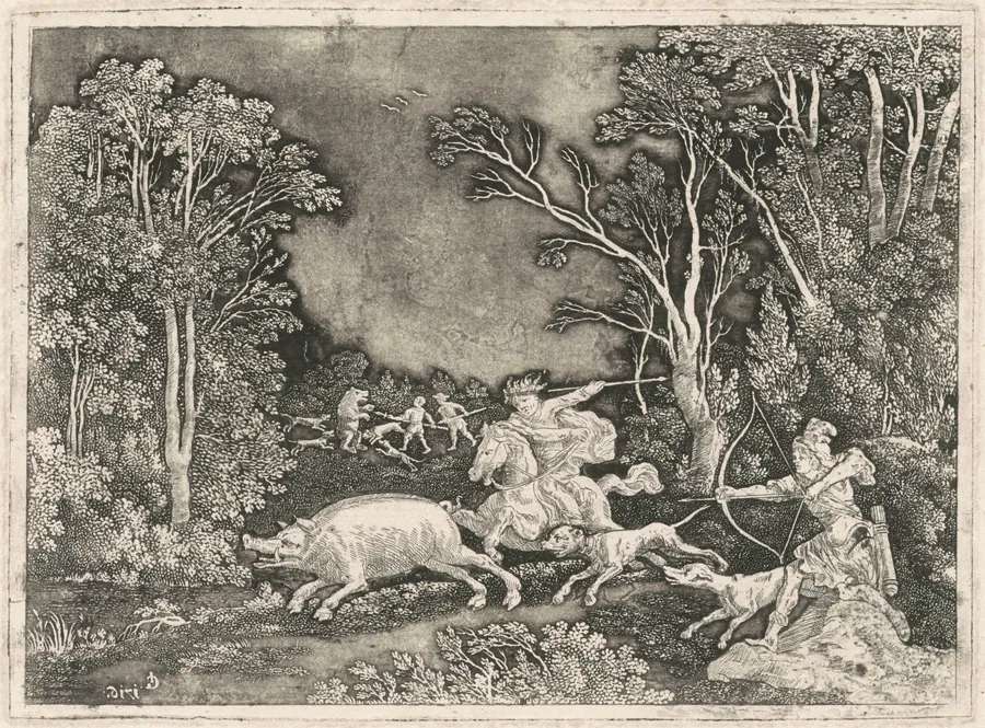Antique Boar Hunt by Gerhard Janssen