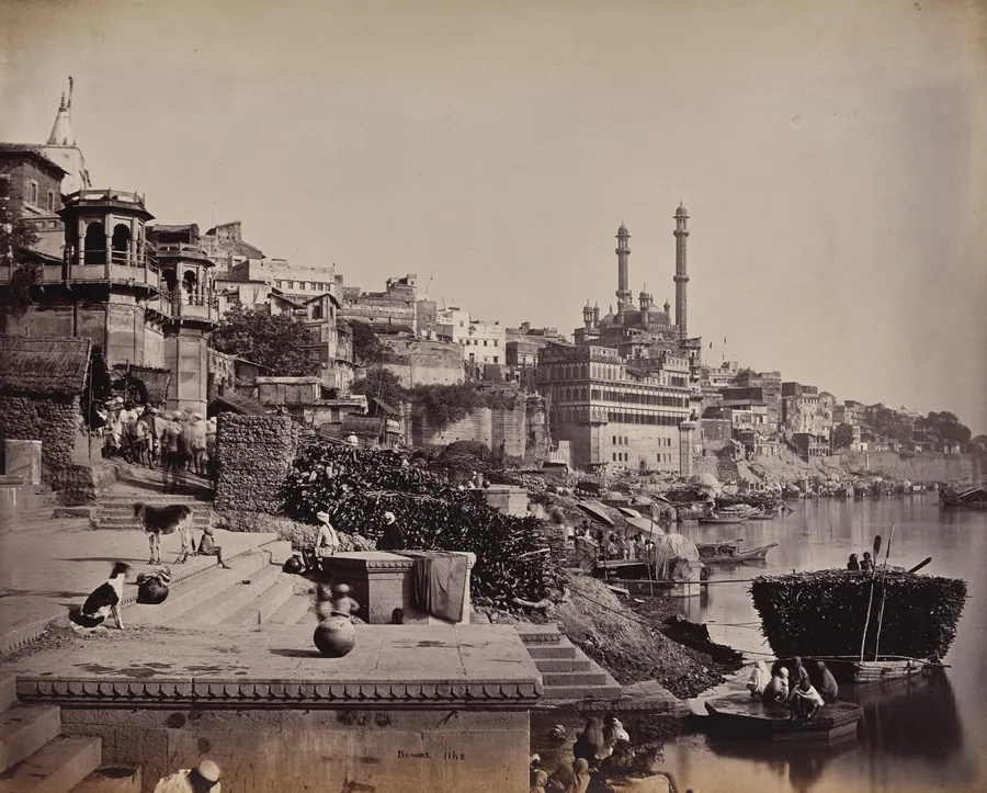 The City of Benares, on the Ganges, View of the Great Mosque of A (?) and Adjoining Landing Places by Samuel Bourne