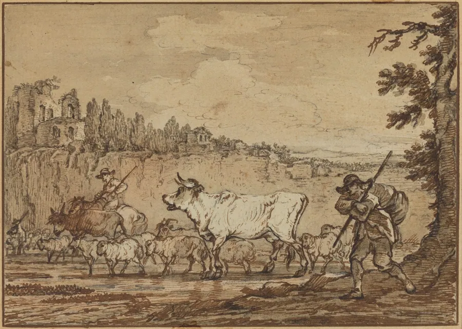 Herdsman Crossing a River by Francesco Casanova