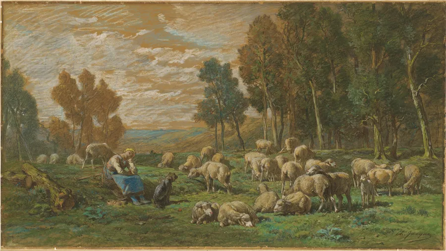 The Shepherdess by Charles Émile Jacque