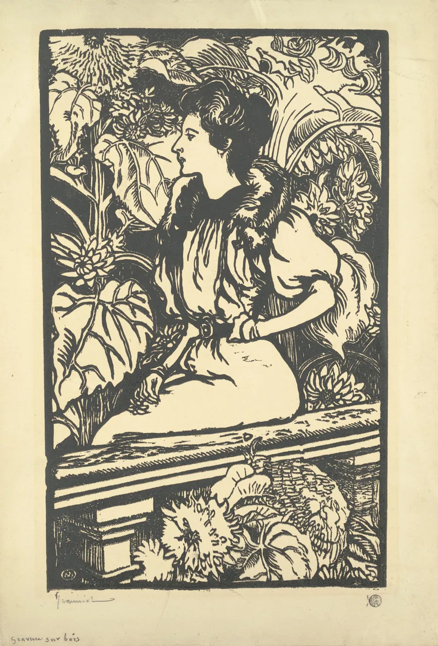 Young Woman Seated in a Garden by Georges Jeanniot