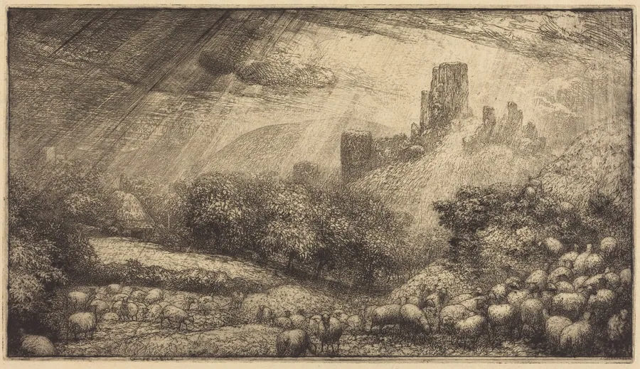 Corfe Castle: Effect of Sunshine after Rain by Sir John Charles Robinson