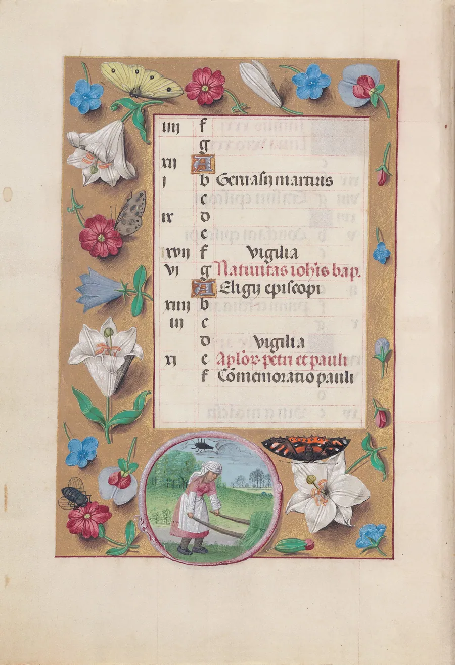 Hours of Queen Isabella the Catholic, Queen of Spain:  Fol. 7v, June by Master of the First Prayerbook of Maximillian