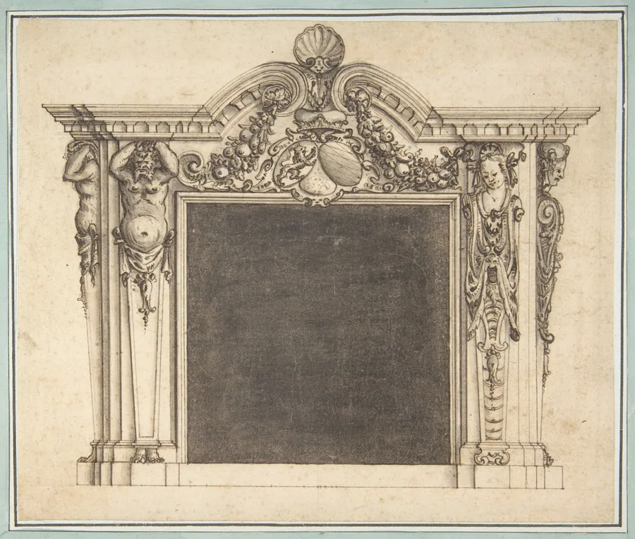 Design for a Mantelpiece with the Arms of Bavaria(?) by Anonymous, German, 19th century