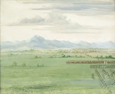 Comanche Warriors, with White Flag, Receiving the Dragoons