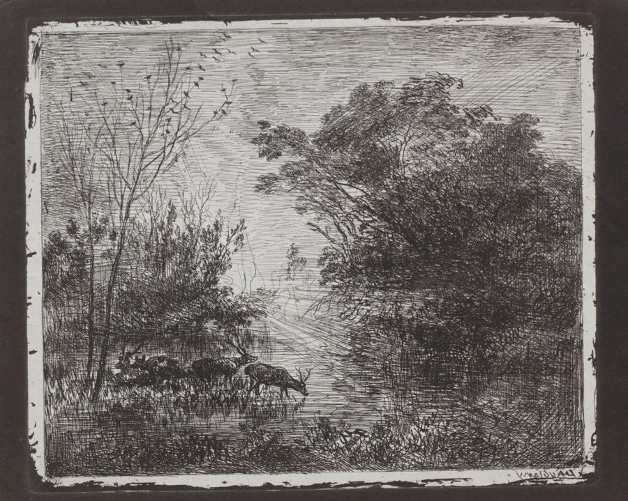 Deer by Charles François Daubigny
