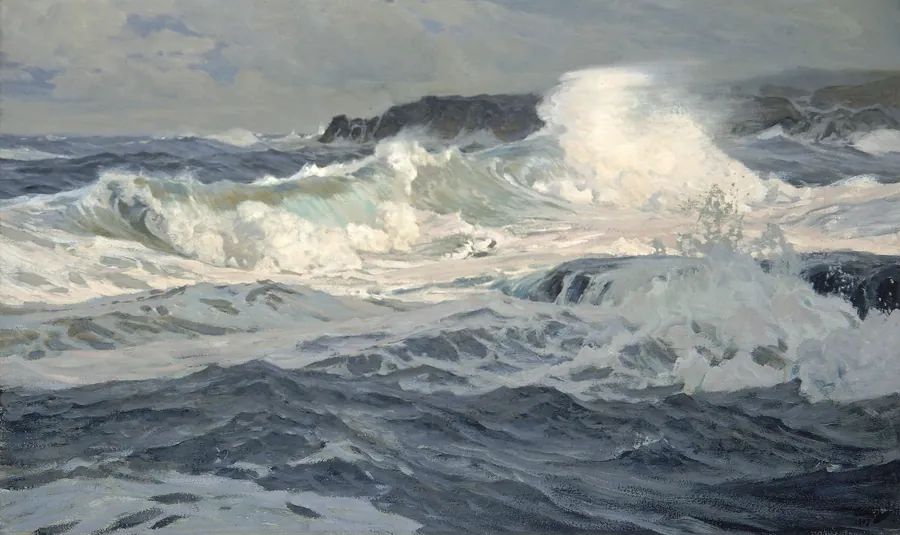 Southwesterly Gale, St. Ives by Frederick J. Waugh, born Bordentown, NJ 1861-died Provincetown, MA 1940