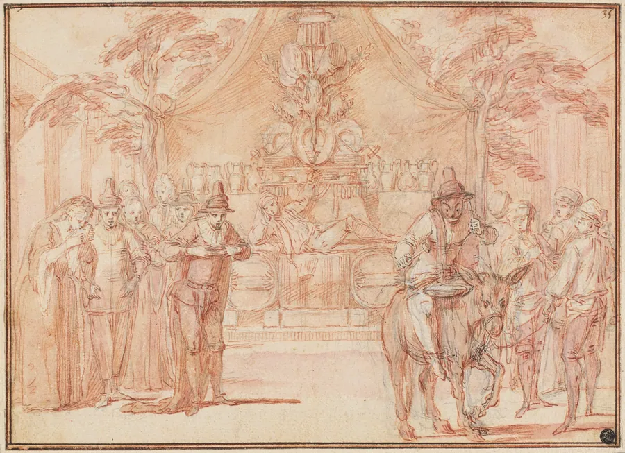 Scene from "The Tomb of Master André" by Claude Gillot