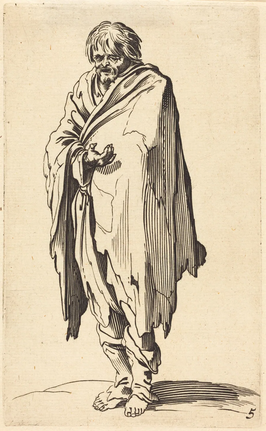 Beggar with Bare Head and Feet by French 17th Century