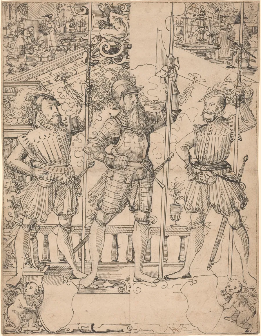 Halberdier and Two Pikemen by Hans Jakob Plepp