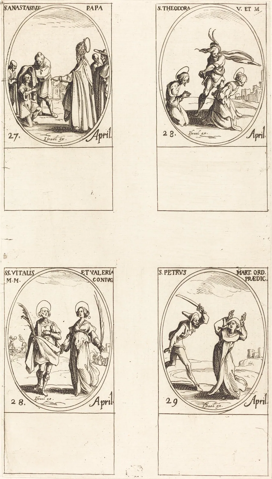 St. Anastasius; St. Theodora; Sts. Vitalis and Valeria; St. Peter Martyr by Jacques Callot