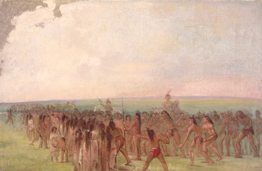 Footrace behind the Mandan Village by George Catlin, born Wilkes-Barre, PA 1796-died Jersey City, NJ 1872