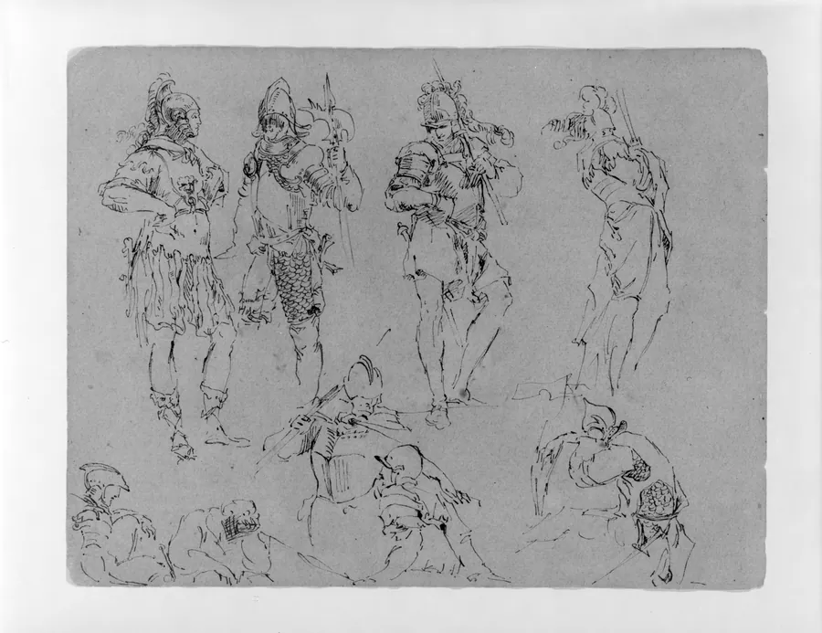 Nine Figures in Military Dress (from Sketchbook) by Thomas Sully