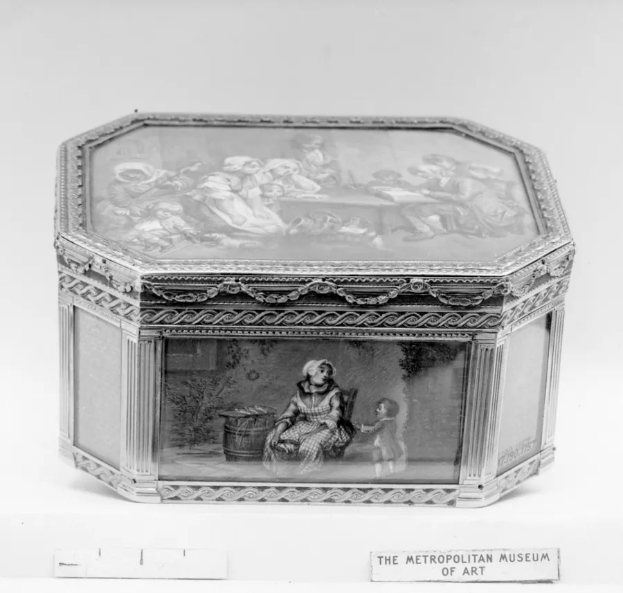 Snuffbox with household scenes by Jean-Joseph Barrière