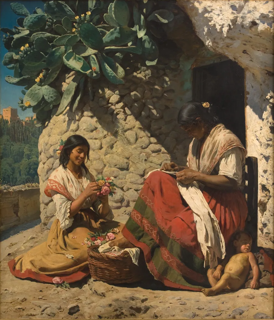 To sigøjnerkvinder uden for deres bolig by P.S. Krøyer