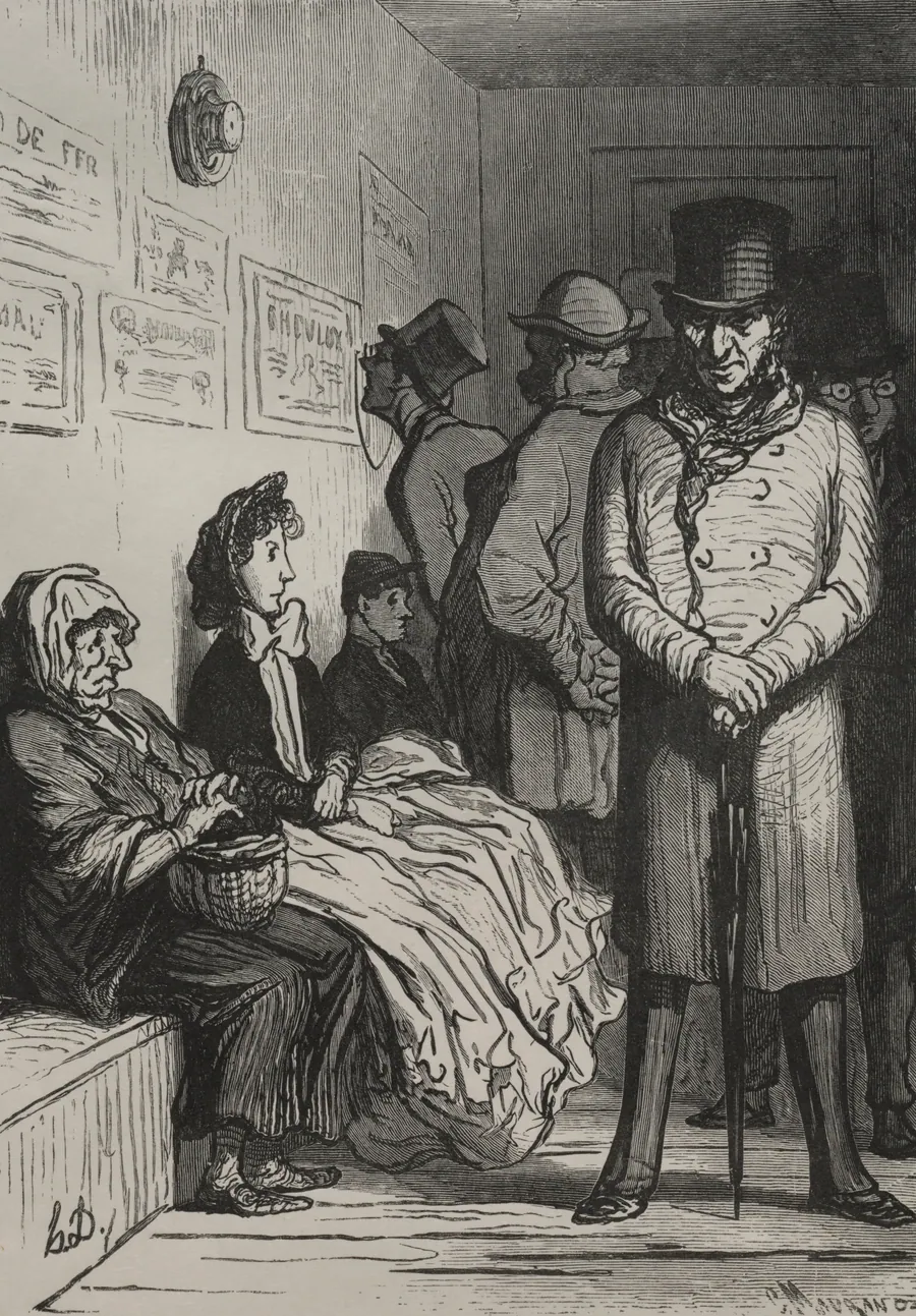 An Omnibus Waiting Room by Honoré Daumier