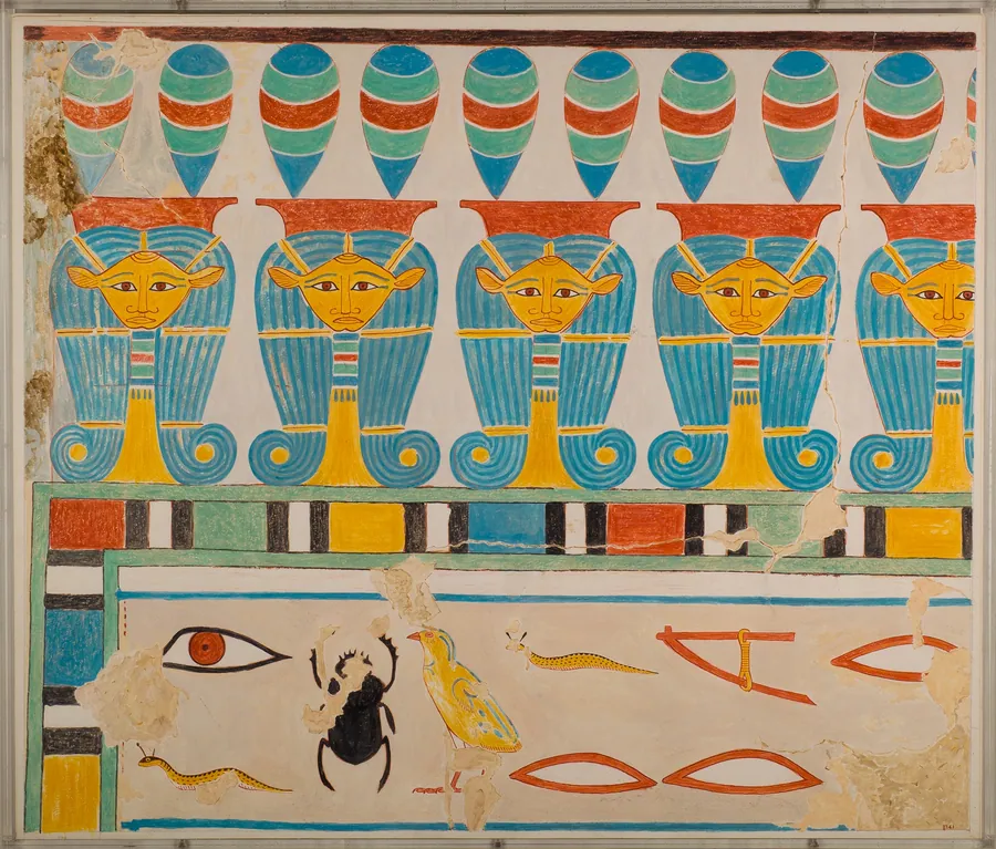 Painted Restoration of the Hathor-Head Frieze in the Tomb of Senenmut by Nina de Garis Davies