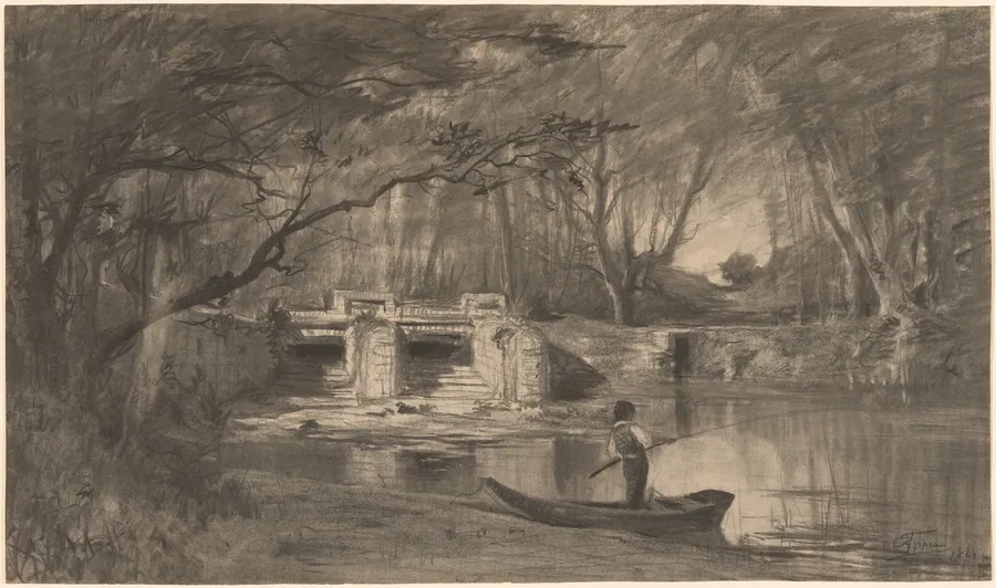 Wooded Pond by the Ancient Sluice of Levaux near Vienne by Adolphe Appian