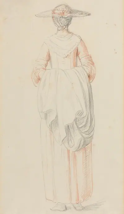 Lady Holding Her Cloak from Behind