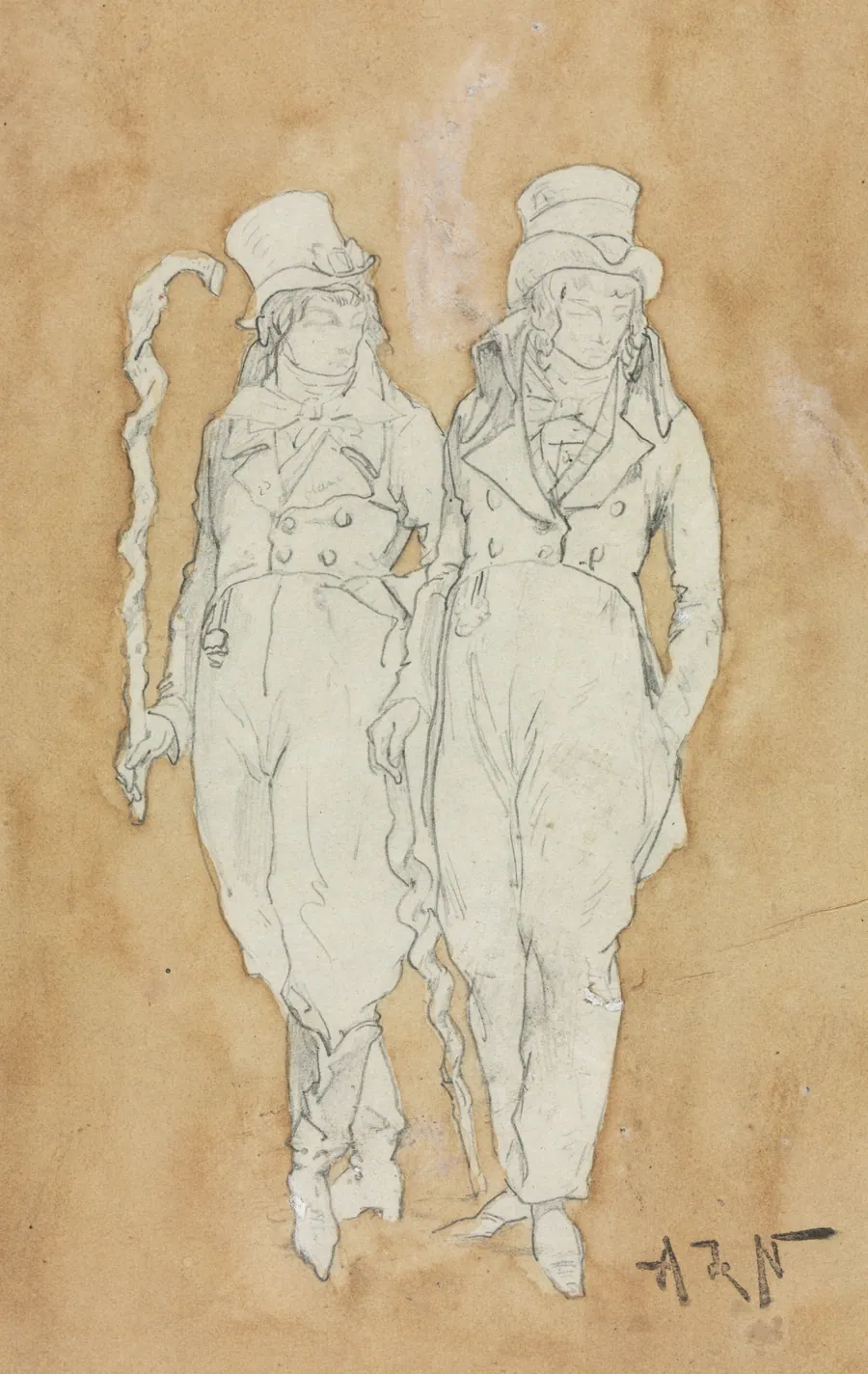 Two Young Men of Fashion (Standing) by Alphonse Marie Adolphe de Neuville