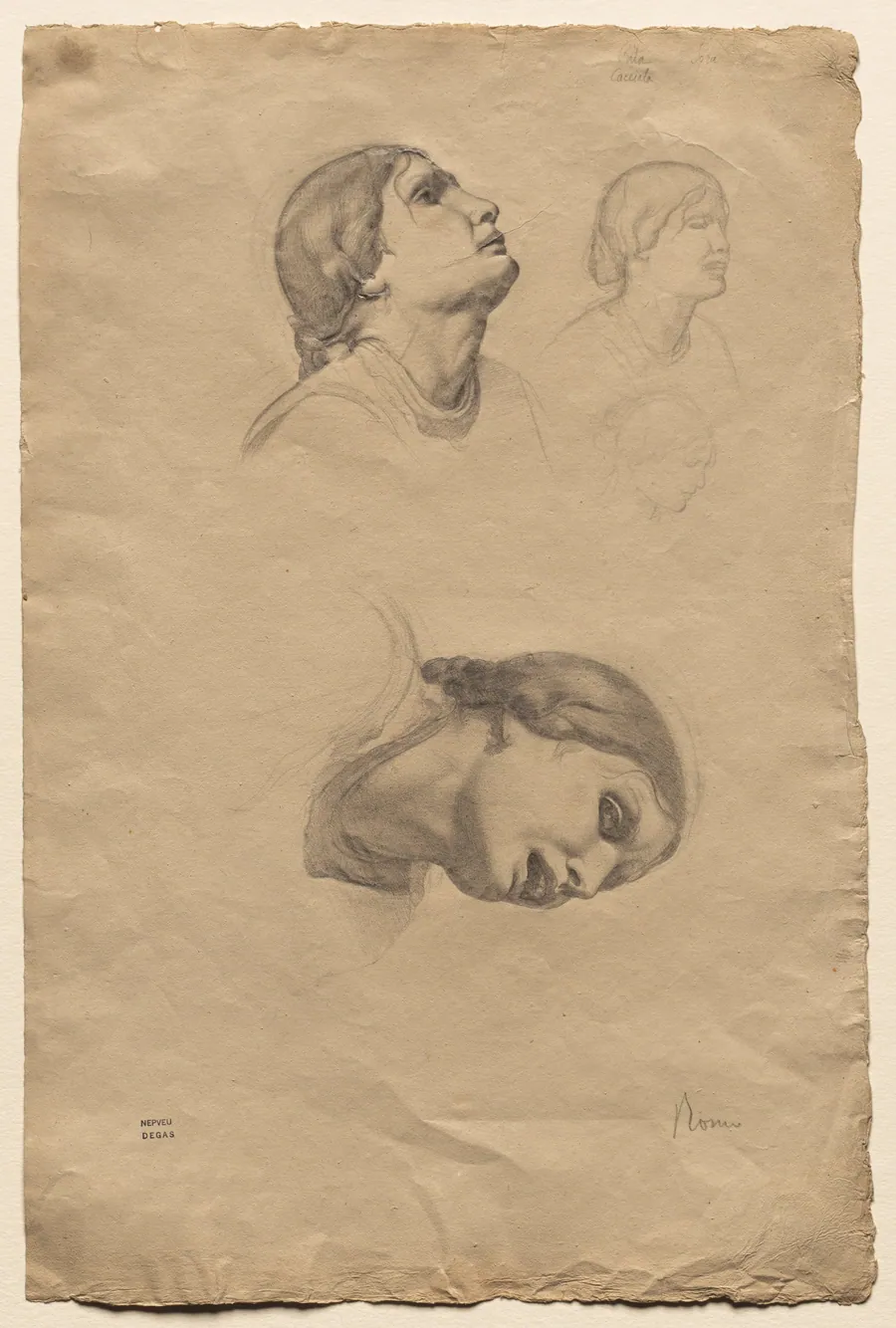 Four Studies of the Head of a Young Italian Woman by Edgar Degas