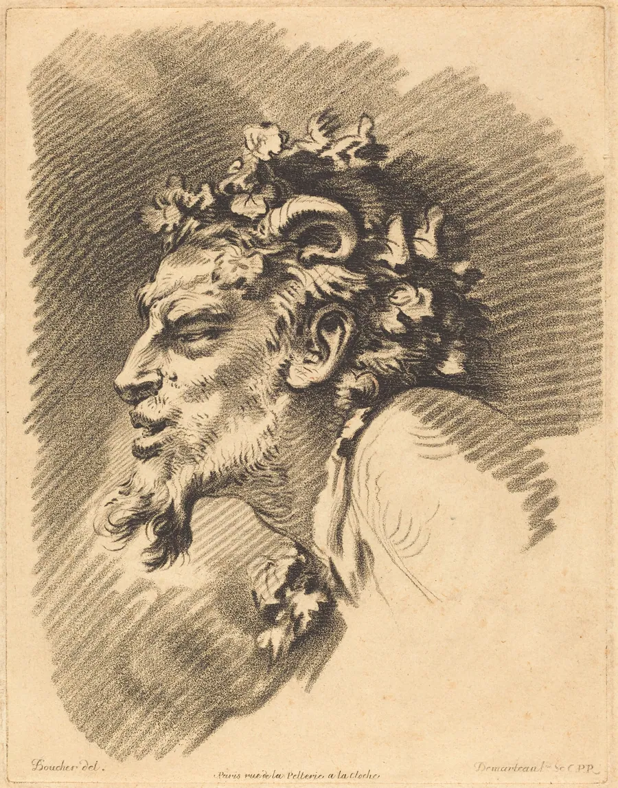 Head of a Faun by Gilles Demarteau the Elder