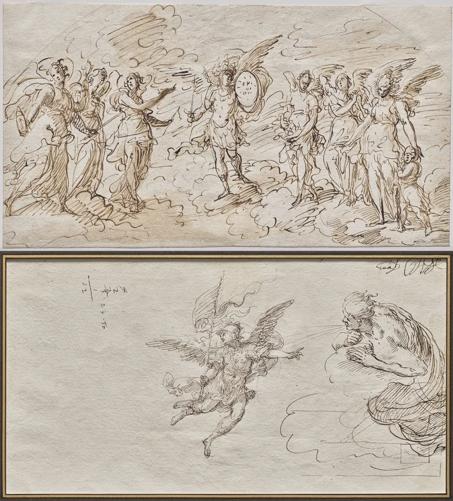 The Seven Archangels (recto); Studies of an Archangel and a Wind God (verso) by Massimo Stanzione