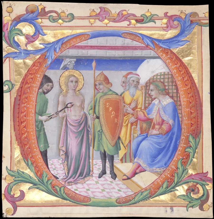Martyrdom of Saint Agatha in an Initial D by Sano di Pietro (Ansano di Pietro di Mencio)