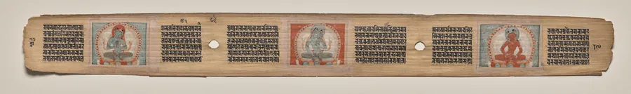 Three female figures, folio 89 (verso), from a Manuscript of the Perfection of Wisdom in Eight Thousand Lines (Ashtasahasrika Prajnaparamita-sutra)