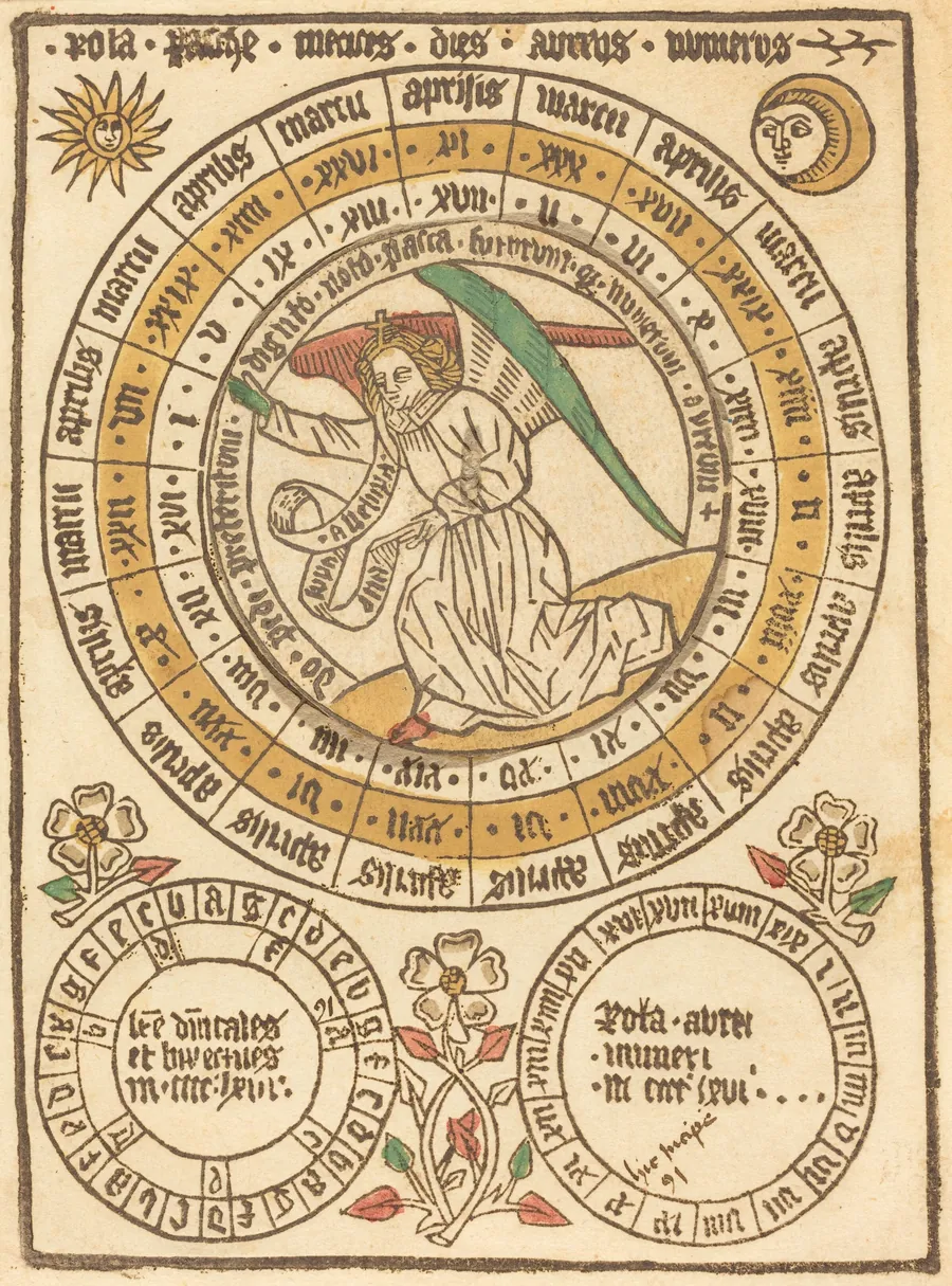 An Easter Calendar Beginning with the Year 1466 by German 15th Century