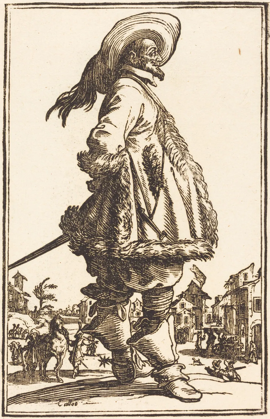 Noble Man with Mantle Trimmed in Fur, Holding his Hands Behind his Back by French 17th Century