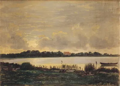 Udsigt mod Nysø over Præstø Fjord. Sommeraften