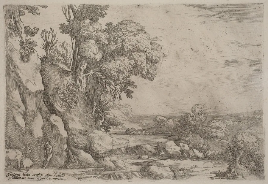 Landscape with Resting Herdsmen by Ercole Bazicaluva