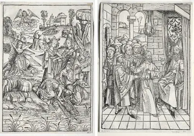 Der Schatzbehalter:  Moses Found by Pharaoh's Daughter (recto); Der Schatzbehalter:  Christ before Caiaphas (verso)