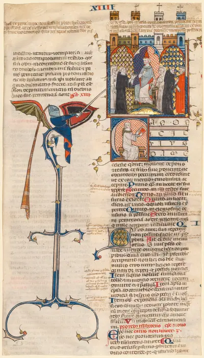 Leaf Excised from a "Decretum" by Gratian: Initial C[anonici cuiusdam ecclesiae] with a Seated Cleric