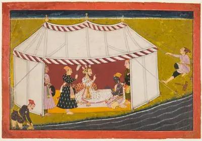 King Vikrama summons Madhava, folio 15 from a Madhavanala-Kamakandala