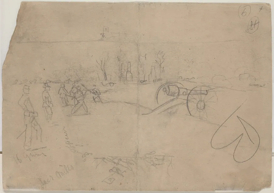 Soldiers and Cannon [verso] by Winslow Homer