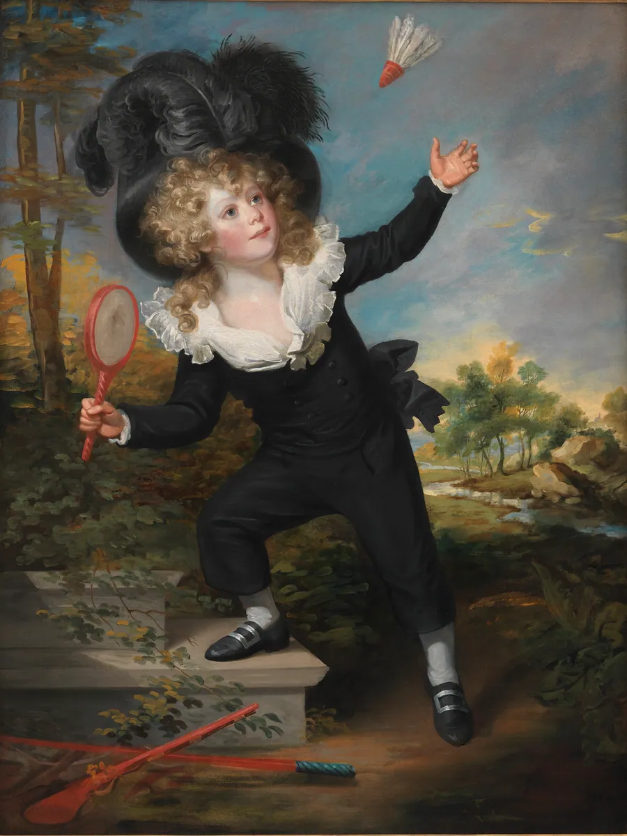 Portræt af Kennett Dixon, der spiller badminton by William Beechey