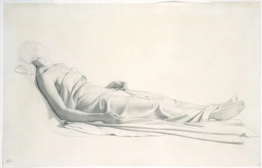 Drapery Study for the Figure of the Dying Mary Magdalen by Paul (Hippolyte) Delaroche