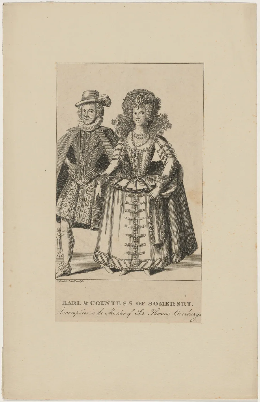 Earl and Countess of Somerset, Accomplices inthe Murder of Sir Thomas Overbury by George Cruikshank