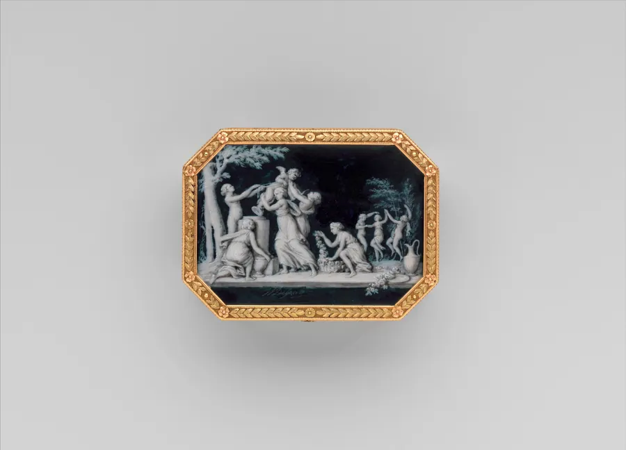 Snuffbox with miniatures representing the Diversions of Love and dancing figure by Jacques Joseph de Gault