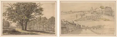 Landscape (recto) Two Views of Paris (verso)