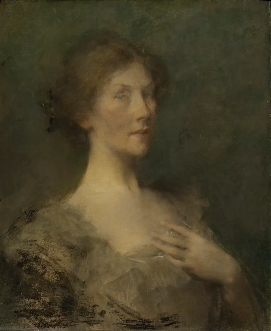 Portrait of a Lady by Thomas Wilmer Dewing, born Boston, MA 1851-died New York City 1938