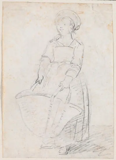 Little Girl with a Large Basket