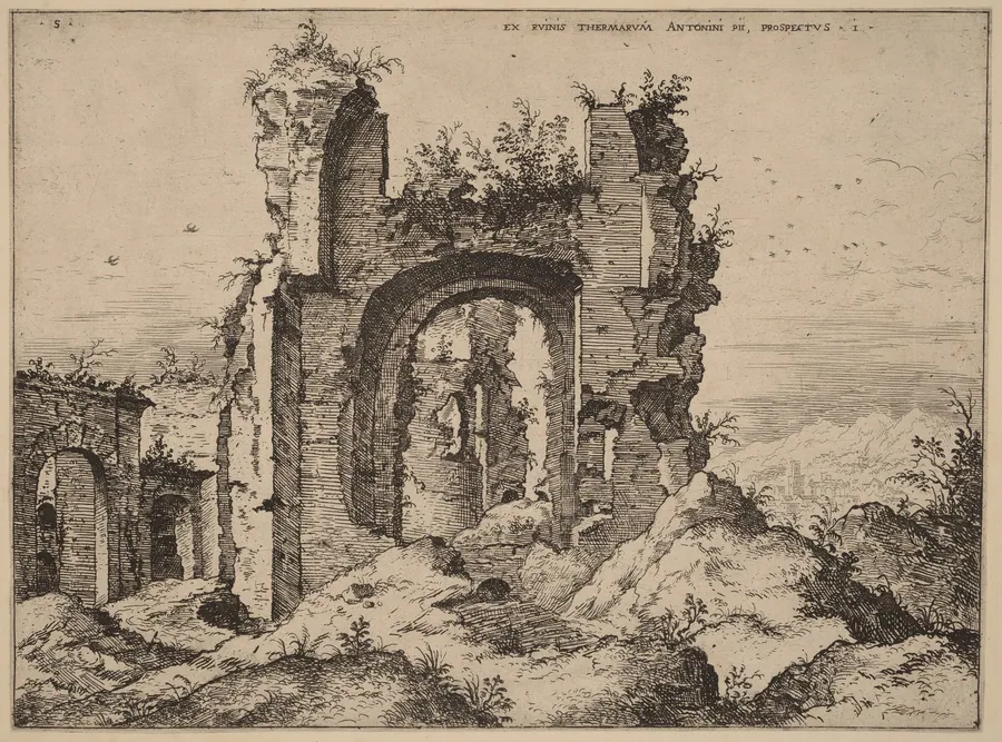View of the Baths of Caracalla by Hieronymus Cock