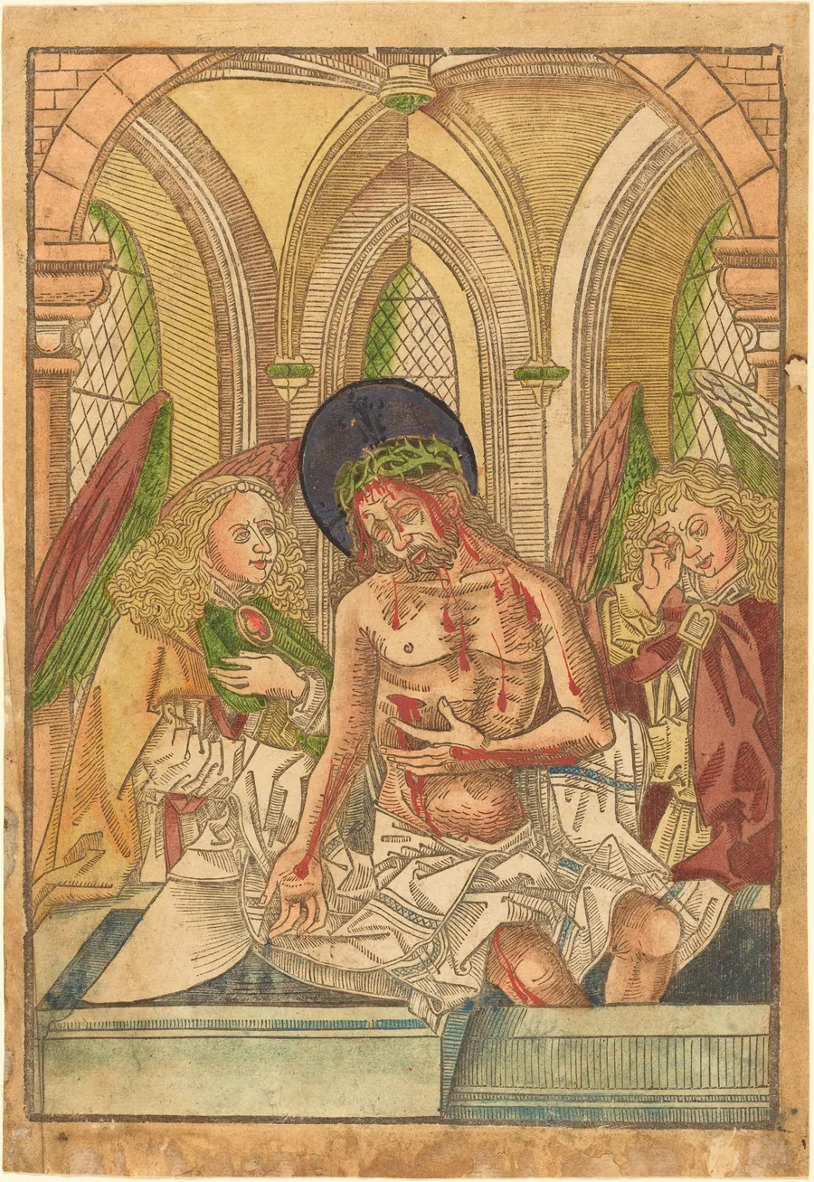 Christ in the Tomb with Two Angels by German 15th Century