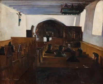 Gudstjeneste i en kirke på Mors