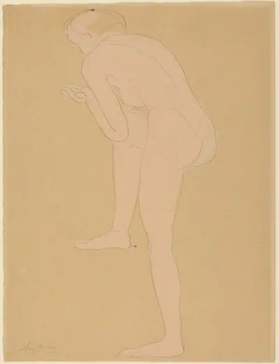 Figure Bending Forward with Right Knee Raised