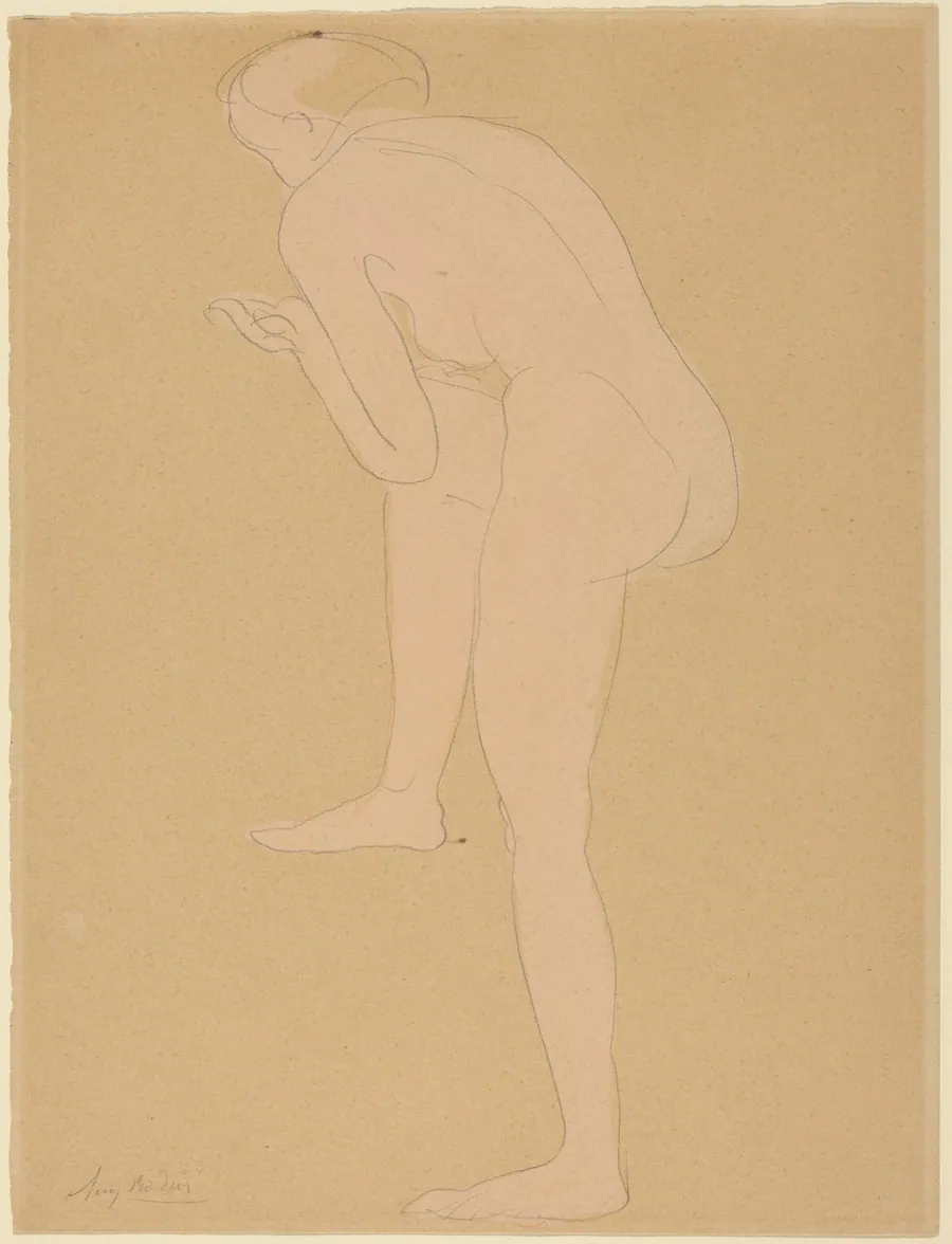 Figure Bending Forward with Right Knee Raised by Auguste Rodin