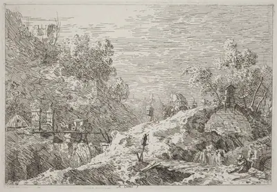 Mountain Landscape with Five Bridges [lower right]